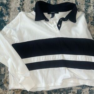 Striped, cropped, button up shirt